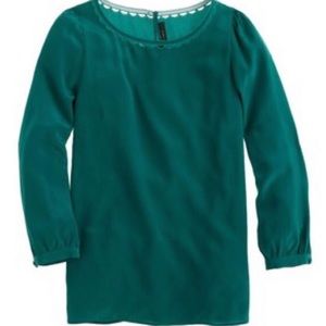 J Crew scalloped cutout silk top
